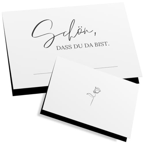 ZETTMANN® 50er Premium Tischkarten Hochzeit Schön dass du da bist 85x55mm I Tischkarten Geburtstag I Platzkarten I sehr gut beschreibbar (schwarz - klassisch) von ZETTMANN