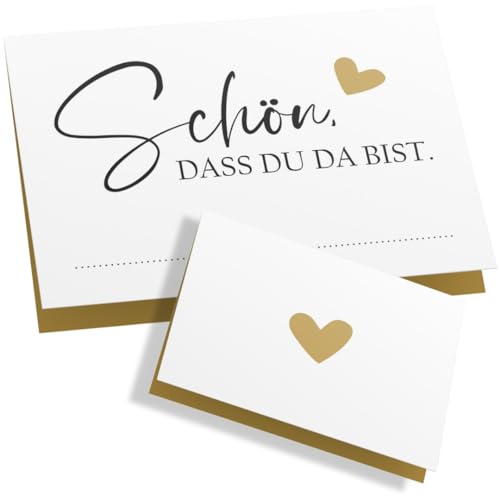 ZETTMANN® 50er Premium Tischkarten Hochzeit Schön dass du da bist 85x55mm I Tischkarten Geburtstag I Platzkarten I sehr gut beschreibbar (beige - minimal) von ZETTMANN