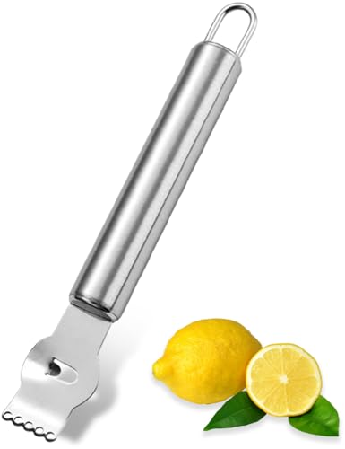 ZEVONDA Zitronen Zester Schäler Professioneller Zitronen Zester mit Zimt Messer Edelstahl Zitronenschäler für Gin Cocktails Limetten Orangen Küchen Werkzeug von ZEVONDA