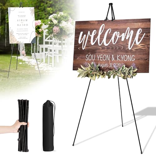 ZEXUPORIUM 160cm Staffelei Groß Stand für Aufsteller Sitzplan Hochzeit Künstler Poster, Kappbar Stativ Staffelei Hochzeit, Easel Leinwand Ständer für Hochzeit, Malerei, Show (Schwarz) von ZEXUPORIUM