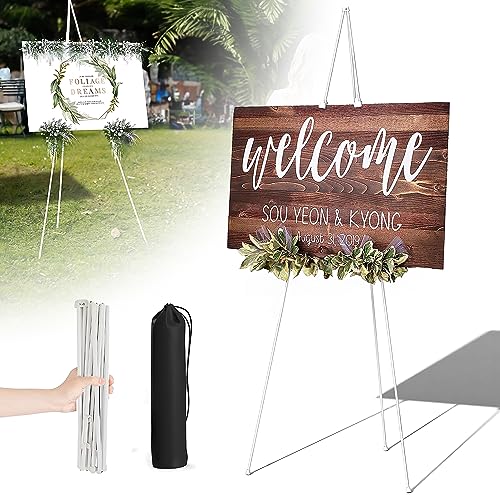 160cm Staffelei Groß Stand für Aufsteller Sitzplan Hochzeit Künstler Poster, Kappbar Stativ Staffelei Hochzeit, Easel Leinwand Ständer für Hochzeit, Malerei, Show (Weiß) von ZEXUPORIUM