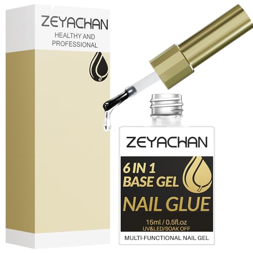 ZEYACHAN 15ML Nagelkleber FüR KunstnäGel Extra Stark, 6-IN-1 Nail Glue Gel UV, Gel Nail Glue Nagelkleber Für Tips, Für Transparent Fake Nails, Nagel Kleber mit Pinsel,Need Curing Under Uv Nail Light von ZEYACHAN