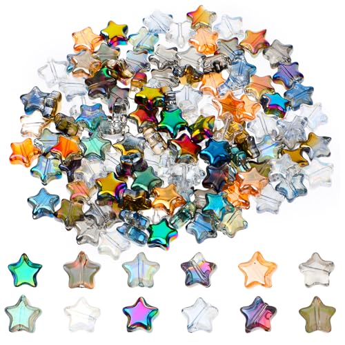 120 Stück Perlen Sterne 8.5 mm Sternförmige Abstandsperlen Farbe Glas Sternform Perlen für Armbänder, Stern Abstandsperlen Stern Perlen Charms für DIY Schmuckherstellung Basteln von ZEYIYER