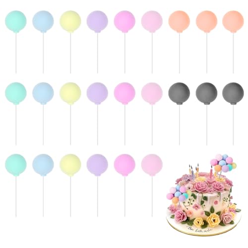 ZEYIYER 24 Stück Tortendeko Kugeln Cake Topper DIY Mini Ballon Cupcake, Backen Kuchen Dekorationen Kugeln Tortendeko, Mädchen Jungen Geburtstagsfeier Valentinstag Hochzeitstag Lieferungen von ZEYIYER