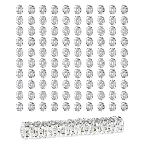 ZEYIYER 100 Stück Strass Rondelle Abstandshalter Perlen Kristallperlen 12 mm funkelnden Kristall Strass Abstandshalter Perlen, Glitzernde Wellen Diamant Kristall Perlen für DIY Schmuckherstellung von ZEYIYER