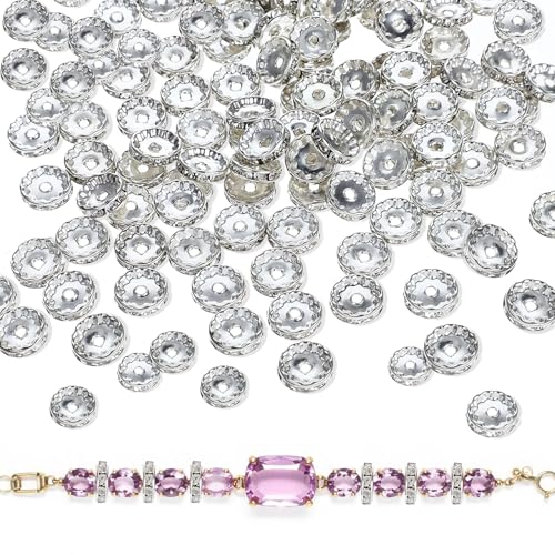 ZEYIYER 100 Stück Strass Rondelle Abstandshalter Perlen Kristallperlen 12 mm funkelnden Kristall Strass Abstandshalter Perlen, Glitzernde Wellen Diamant Kristall Perlen für DIY Schmuckherstellung von ZEYIYER