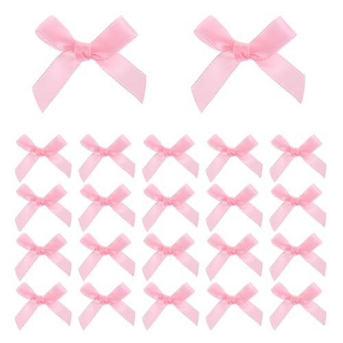 ZEYIYER 100 Stück Rosa Schleifen Satinband Bögen, Satin-Haarschleifen, Kleine Satinband Bögen Grosgrain Hair Bows Verschönerung für Urlaub, Weihnachten, Hochzeit, Party-Dekoration, DIY Handwerk von ZEYIYER