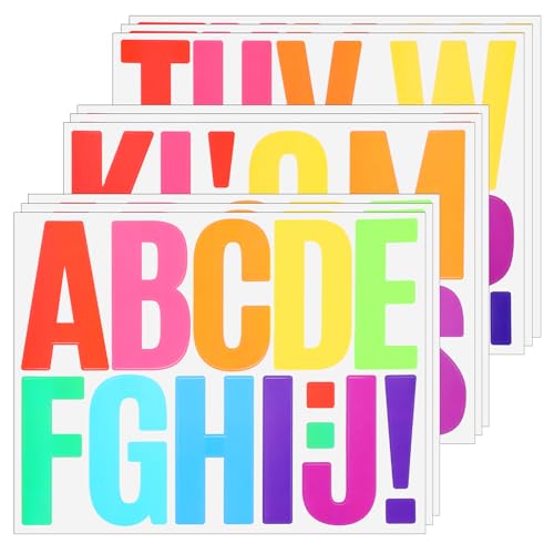 108 Stück Buchstaben Aufkleber Bunt, 9 Blatt Buchstaben Sticker 7,6 cm Aufkleber Buchstaben Große Buchstaben zum Aufkleben, Alphabet Aufkleber Vinyl Buchstaben-Aufkleber, Selbstklebende Buchstaben von ZEYIYER