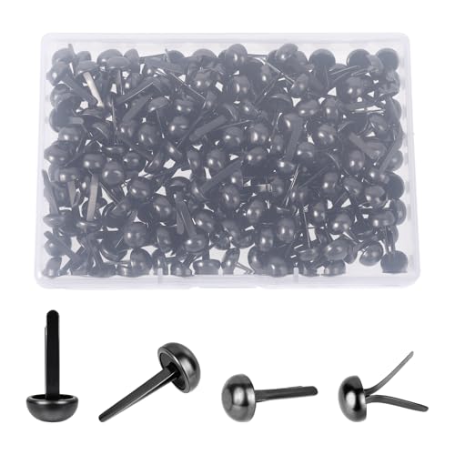 Musterbeutelklammern 200 Stück Schwarz Metall Rundkopfklammern Musterklammern Musterbeutelklammer für Scrapbooking DIY Basteln Handwerk(8 * 17 mm) von ZEYIYER