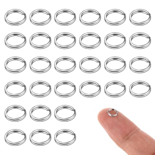 30 Stück Doppelring Biegeringe, 8 mm Spaltringe für Schmuck Edelstahl Offene Sprungringe Jump Rings Runder Schlüsselring Metall Silber Split Ringe für Halsketten Armband DIY Schmuckherstellung von ZEYIYER