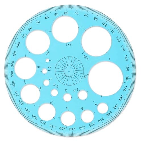 Kreisschablone, Messschablonen Kreisschablone zum Zeichnen, Kreisschablone Technisches Zeichnen, Rundes Lineal für Zeichenhilfen Zeichenschablone Circle Stencil zum Lernen Entwerfen Büro(Blau) von ZEYIYER