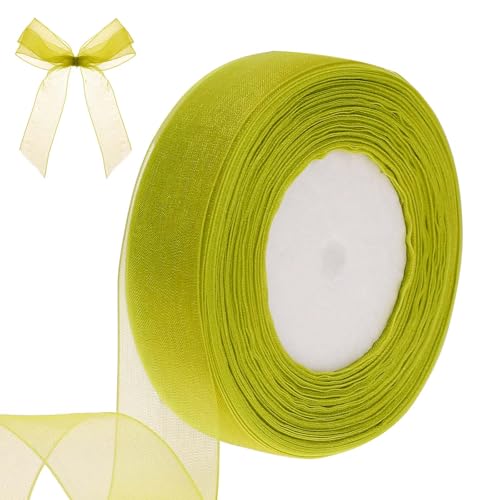 Geschenkband Grün Satinband 2.5 cm x 45 m Satinband Grün Satinband Schleifenband Geschenkbänder Tulle Ribbon Hochzeit Band Brautstrauß Geburtstag Hochzeit Dekoration von ZEYIYER