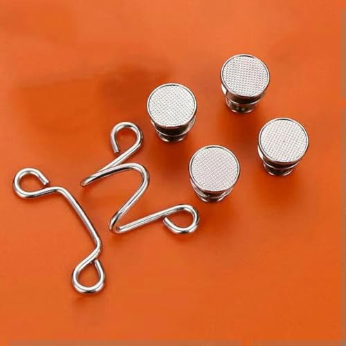 1/4-Set Nagel-Metall-Jeansknopf-Druckknöpfe, abnehmbare Hosenclips, Knöpfe, Stecknadeln, DIY-Taillenspanner, Kleidungsschnallen, Nähwerkzeuge, Silber, 4er-Set von ZEYRU