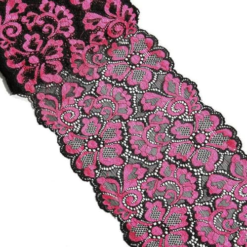 1 Meter elastisches Spitzenband, breit, bestickter afrikanischer Stoff, Stretch-Elastizität, weiß/schwarz, Nähzubehör für Unterwäsche, Rose, 1 Yard von ZEYRU