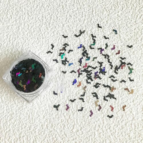 1 Schachtel 5 mm Halloween-Glitzer-Pailletten in Fledermausform, Schwarz für DIY-Kunst, Make-up, Dekorationszubehör.-LS1000 von ZEYRU