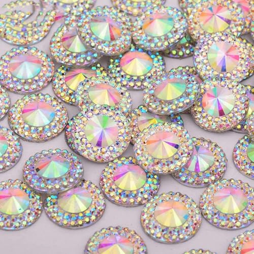 10 12 18 20 30 40 mm große Kristall-AB-Strass-Applikationen, flache Rückseite, Cabochon-Steine, Kunstharz, Kristall-Strass-Bastelarbeiten, 10 mm, 200 Stück von ZEYRU