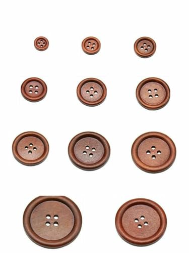 10 Stück 30 Stück Naturholz Runde Paspel Holzknopf 10-30mm Nähzubehör Kleidung DIY Dekorative Knöpfe Kaffee 4 Löcher-Knopf MT279-Durchmesser 25mm 10 Stück von ZEYRU