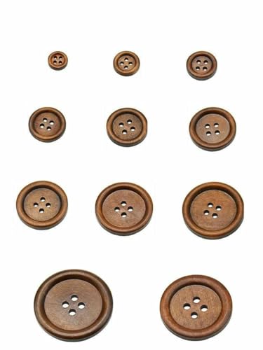 10 Stück 30 Stück Naturholz Runde Paspel Holzknopf 10-30mm Nähzubehör Kleidung DIY Dekorative Knöpfe Kaffee 4 Löcher-Knopf MT80-Durchmesser 28mm 10 Stück von ZEYRU