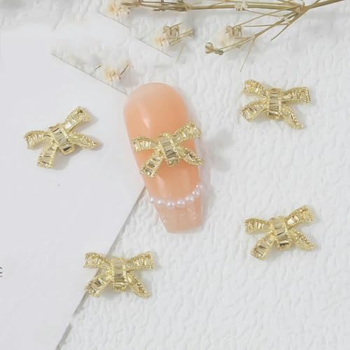 10 Stück 3D Katzenauge Schmetterling Nail Art Charms Glänzend Gold Silber Grau Kristall Strass Luxus Schmuck Legierung Nagel Teile-JE1318 von ZEYRU