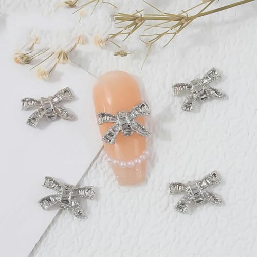 10 Stück 3D Katzenauge Schmetterling Nail Art Charms Glänzend Gold Silber Grau Kristall Strass Luxus Schmuck Legierung Nagel Teile-JE1320 von ZEYRU