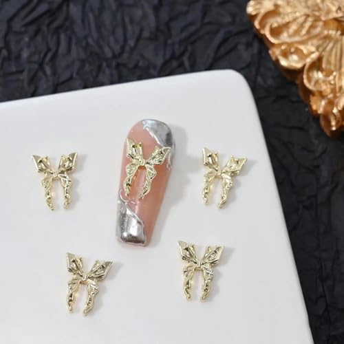 10 Stück 3D Katzenauge Schmetterling Nail Art Charms Glänzend Gold Silber Grau Kristall Strass Luxus Schmuck Legierung Nagelteile-JE1326-1 von ZEYRU