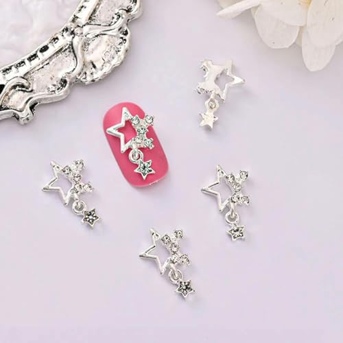 10 Stück 3D Katzenauge Schmetterling Nail Art Charms Glänzend Gold Silber Grau Kristall Strass Luxus Schmuck Legierung Nagelteile-JE1329-1 von ZEYRU