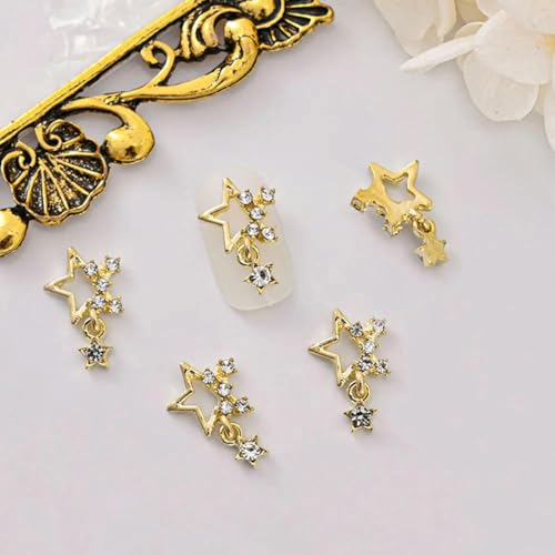 10 Stück 3D Katzenauge Schmetterling Nail Art Charms Glänzend Gold Silber Grau Kristall Strass Luxus Schmuck Legierung Nagelteile-JE1329-2 von ZEYRU