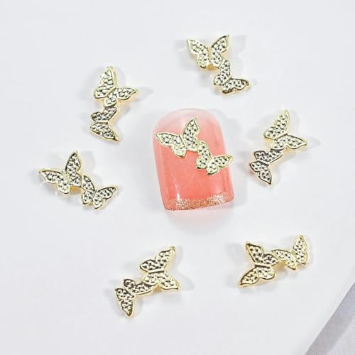 10 Stück 3D Katzenauge Schmetterling Nail Art Charms Glänzend Gold Silber Grau Kristall Strass Luxus Schmuck Legierung Nagelteile-JS63 von ZEYRU