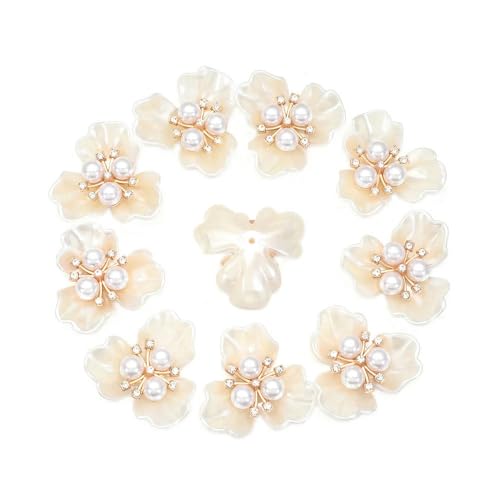 10 Stück DIY Basteln Blumen Strass Knöpfe Perlmuttknopf Hochzeitsdekoration Diy Legierung Kristall Bogen Zubehör Nähknopf-09 von ZEYRU