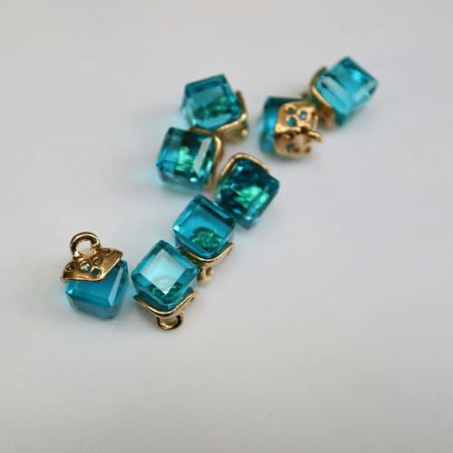 10 Stück Feine Strass-Kristallknöpfe 12 Farben Strassknöpfe für Kleidung Dekorativer Schmuck Zubehör Anhänger-10 Stück Seeblau von ZEYRU