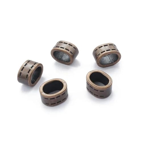 10 Stück Spacer Perlen Charms Bronze/Kupfer/Silber Farbe 10 * 6mm Lakritze Lederband Schiebeperlen für Armbänder Schmuckherstellung-SP065-2 von ZEYRU