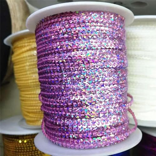 10 Yards 3,0 mm Paillettenbesatz, Scrapbooking, Nähen zum Basteln, Paillettenband, Flockenschnur, Spangle, DIY-Kleidung, Pink, 3,0 mm von ZEYRU