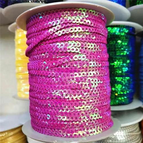 10 Yards 3,0 mm Paillettenbesatz, Scrapbooking, Nähen zum Basteln, Paillettenband, Flockenschnur, Spangle, DIY-Kleidung-Fuchsia AB-3,0 mm von ZEYRU