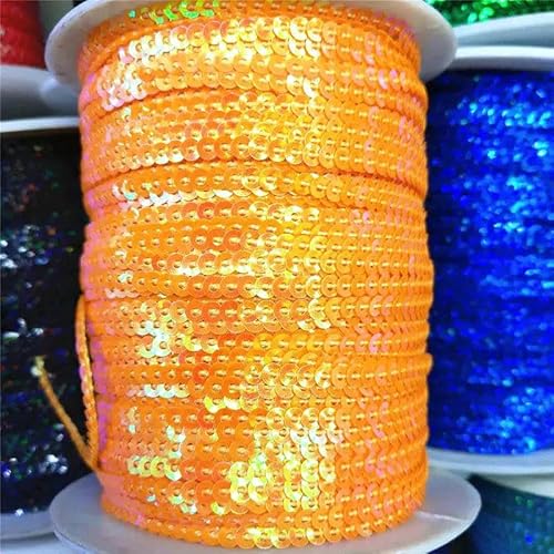 10 Yards 3,0 mm Paillettenbesatz Scrapbooking Nähen zum Basteln Paillettenband Flockenschnur Spangle DIY Kleidung-Orange AB-3,0 mm von ZEYRU