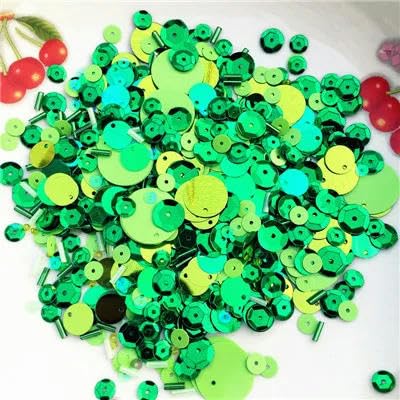 10 g Mix flache Tasse runde ovale PVC lose Pailletten Glasperlen Trompeten Nähen Handwerk-Mix Double Green von ZEYRU