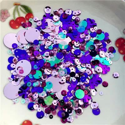 10 g Mix flache Tasse runde ovale PVC lose Pailletten Glasperlen Trompeten Nähen Handwerk-Mix Double Purple von ZEYRU