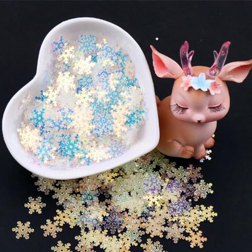 10 mm, 600 Stück-H-10 mm, glitzernde Schneeflocken-Pailletten für Weihnachtsfeiern, Glitzer-Konfetti, Scrapbooking, dekorative Bastelmaterialien von ZEYRU