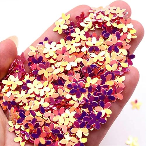 10 mm Fünffinger-Blumen-Glitzer-Pailletten, PVC-Becher, lose Pailletten, Konfetti, Pailletten zum Nähen, Basteln, Finden von Lentejuelas Para Coser-Roségold-20 Gramm von ZEYRU