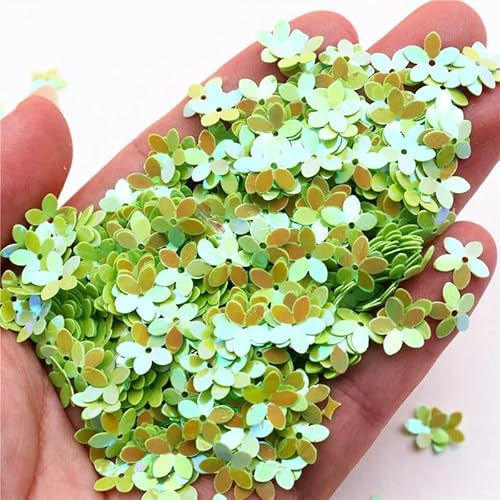 10 mm Fünffinger-Blumen-Glitzer-Pailletten, PVC-Becher, lose Pailletten, Konfetti, Pailletten zum Nähen, Basteln, Finden von Lentejuelas Para Coser-ab grün-20 Gramm von ZEYRU