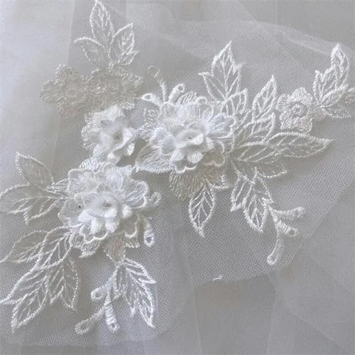 10 stück/5 Paar 3D Hochzeit Kleid Spitze Applique DIY Handwerk Blume Patch Kleidungsstück Hilfs Material Gold Blau Patch RS0446- von ZEYRU