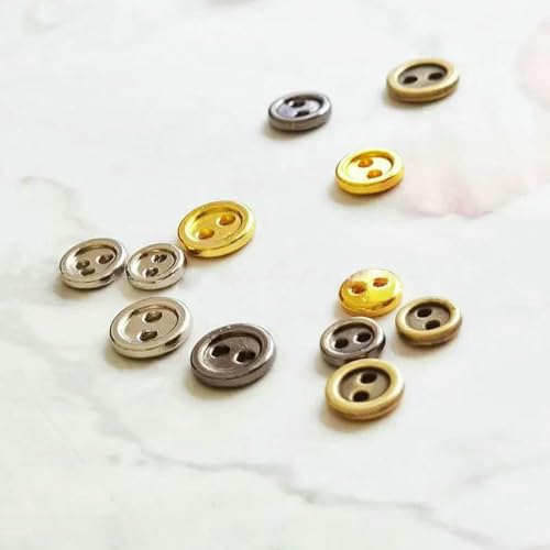 100 Stück/Los runde Metallknöpfe 6/7/8 mm Schnalle für DIY-Kleidung, Puppennähen, Dekoration, 2 Löcher, Knopf, Bastelzubehör, Silber, 8 mm von ZEYRU