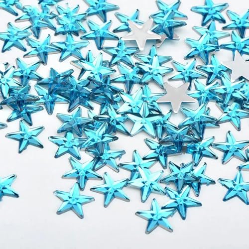 100 Stück 10 mm Crystal AB Stern Dekoration Strass Aufkleber Flatback Steine Applikation Nicht Hot Fix Strass für Kleidung Handwerk-Aquamarin von ZEYRU