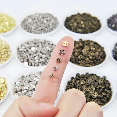 100 Stück 3/4/5 mm Mini-Metallknöpfe für DIY-Puppenkleidung, runde Schnallen, 2 Löcher, handgefertigte Kartenherstellung, Scrapbooking-Knöpfe, Nähpistolenschwarz, 4,0 mm von ZEYRU