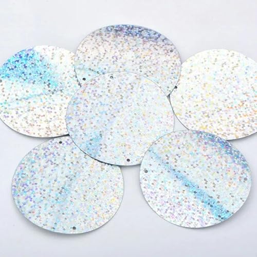 100 g 50 mm Glitzer Silber Farbe Nähen Große Pailletten Flatback Runde Pailletten Scrapbooking Für Kleider Handarbeit-50 mm rund von ZEYRU