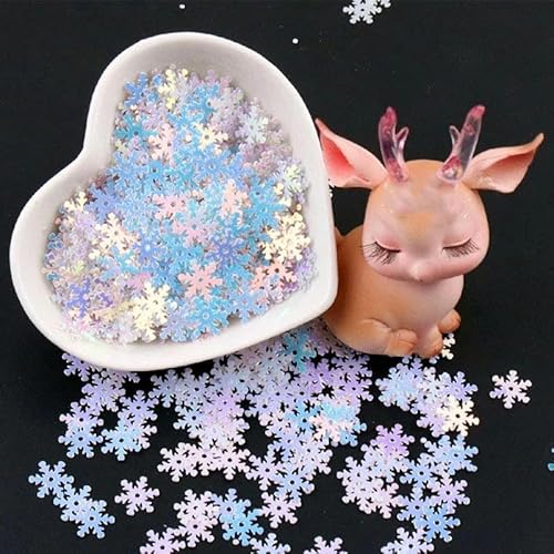 1080 Stück glänzende Pailletten in Schneeflockenform, Weihnachtsfeier, Glitzer-Konfetti, DIY-Scrapbook, Weihnachtsbasteln, dekorative Materialien, 1080 Stück, 10 mm von ZEYRU