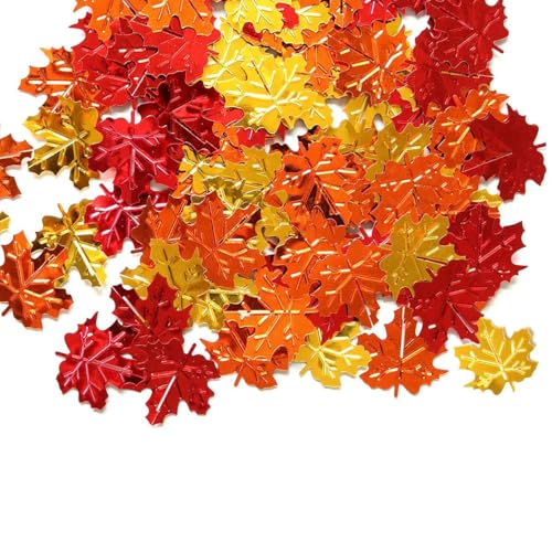 15 g rotes Ahornblatt-PVC-Tischkonfetti, Herbstthema, Erntedankfest-Konfetti-Pailletten für Halloween, Babyparty, Hochzeitsfeier-Dekor, gemischt 1–15 g von ZEYRU