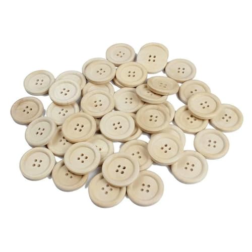 15 mm/20 mm/25 mm 4-Löcher Naturfarbene Holzknöpfe zum Basteln, runder Nähknopf, Scrapbook, DIY-Heimdekorationszubehör, Naturfarbe, 15 mm, 100 Stück von ZEYRU