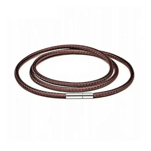 1mm– 3mmschwarzes Lederband, Halskettenband, Wachsseilkette mit Edelstahl-Drehschnalle für die Herstellung von DIY-Halsketten und Schmuck, 3 Stück, braun, 3mm, 50 cm von ZEYRU