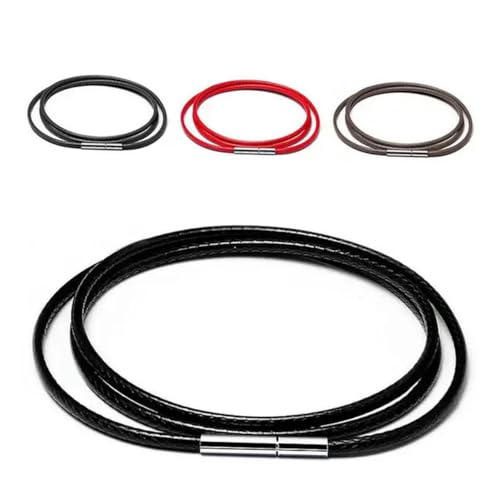 1mm– 3mmschwarzes Lederband, Halskettenband, Wachsseilkette mit Edelstahl-Drehschnalle für die Herstellung von DIY-Halsketten und Schmuck, 3 Stück, gemischte Farbe, 3mm, 70 cm von ZEYRU