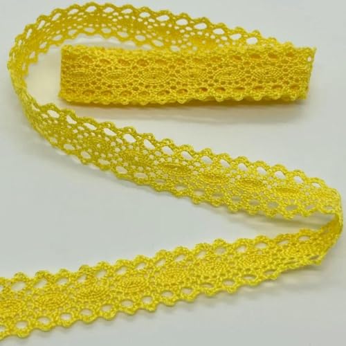 2 Yards 2–6 cm gehäkeltes Gurtband, Baumwollspitzenbesatz für handgefertigte DIY-Nähkleidungsstücke, Accessoires, Hochzeitsdeko, Blumenverpackung-C008-11 Gelb 1,5 cm-2 Yards von ZEYRU